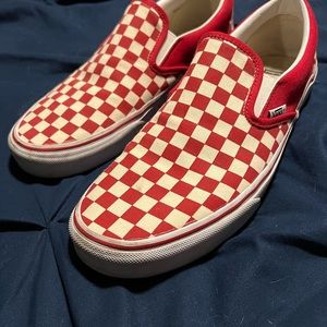 Men’s Vans slip on custom red and white checkered size 13
